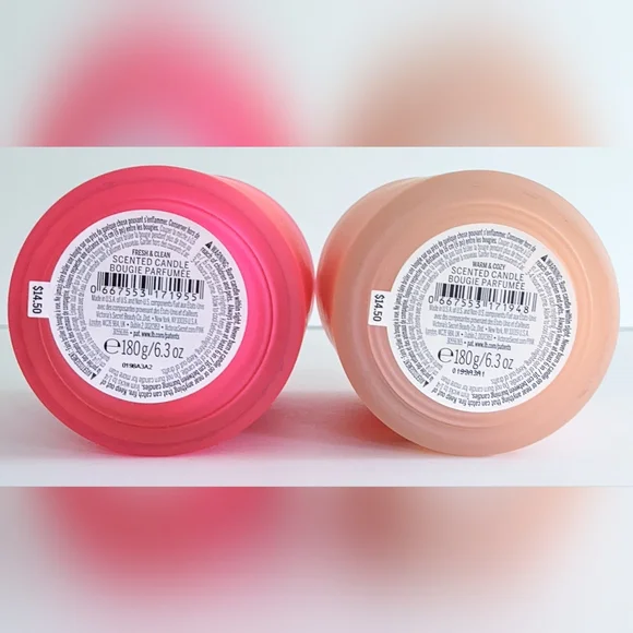 Victoria's Secret PINK candles Fresh & Clean Warm & Cozy Set Of 2 Single Wick - Picture 4 of 4